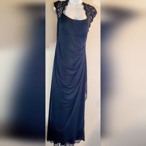Elegant Navy Blue Dress with Lining